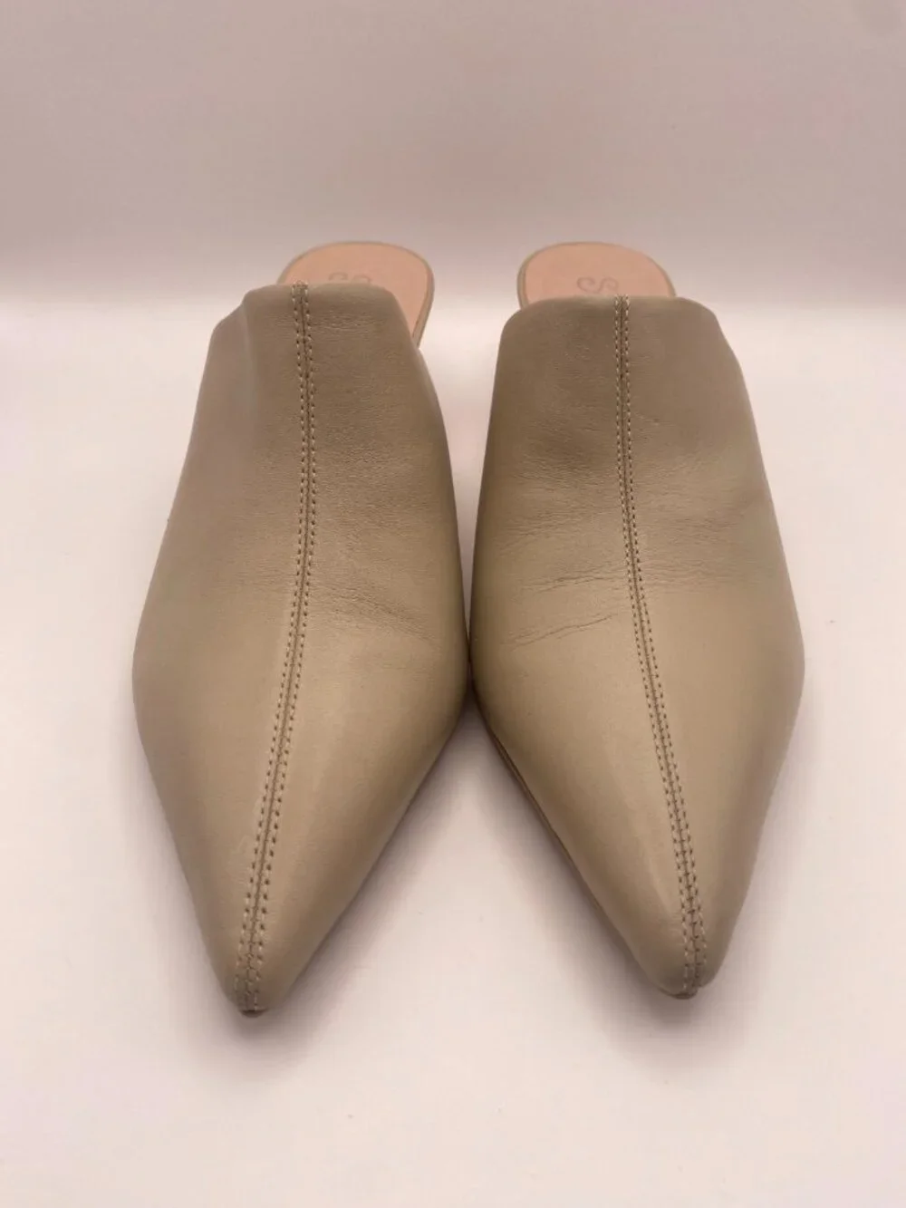Seychelles Women's Obsession Beige Leather Pointy Toe Heel Mule Sz 10